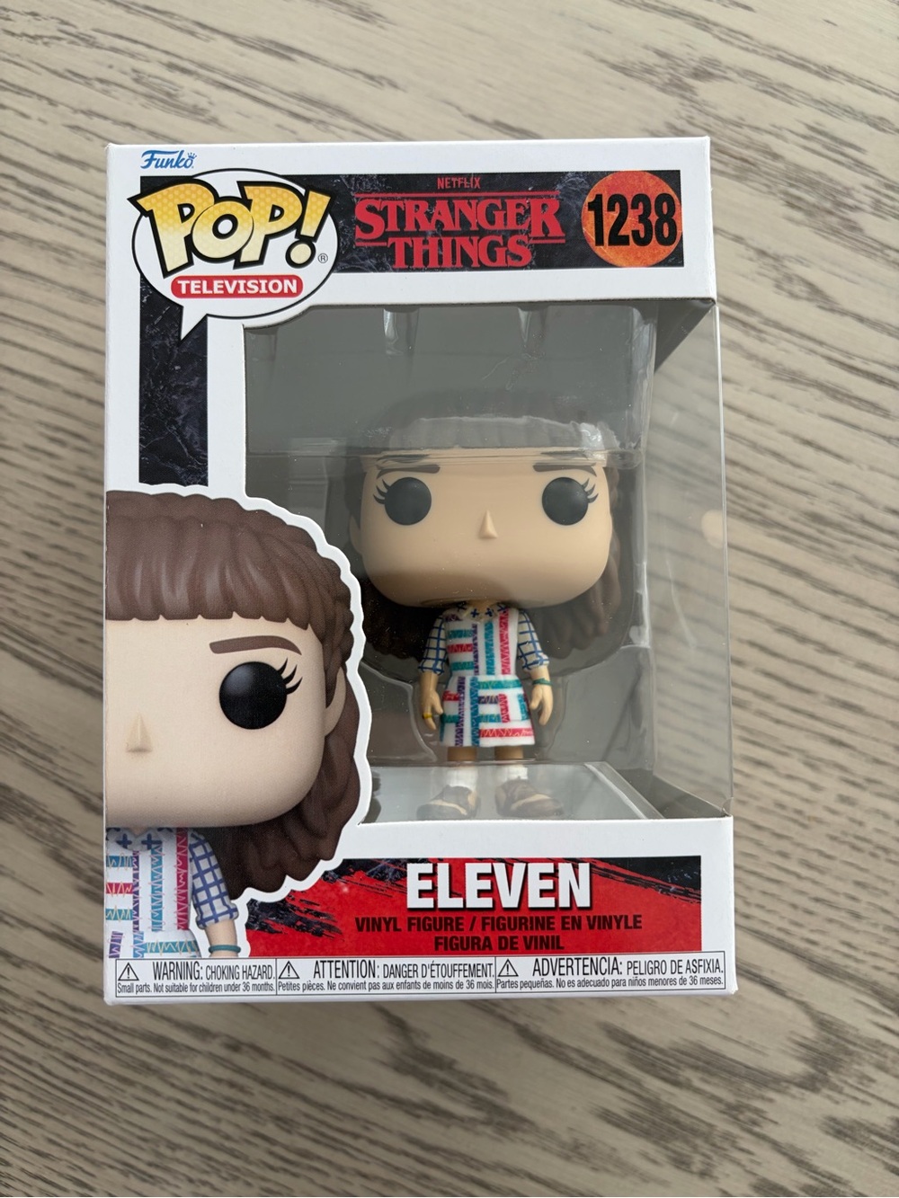 Funko Pop! Eleven in Colorful Patterned Dress - Blue, Red, Pink, Cream